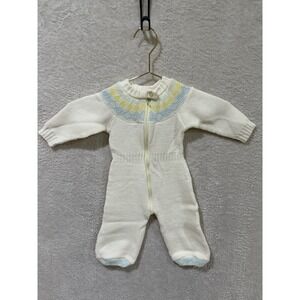 Vintage Kmart Infant Baby Knit One-Piece Romper Acrylic 0-6 Months Zip Up
